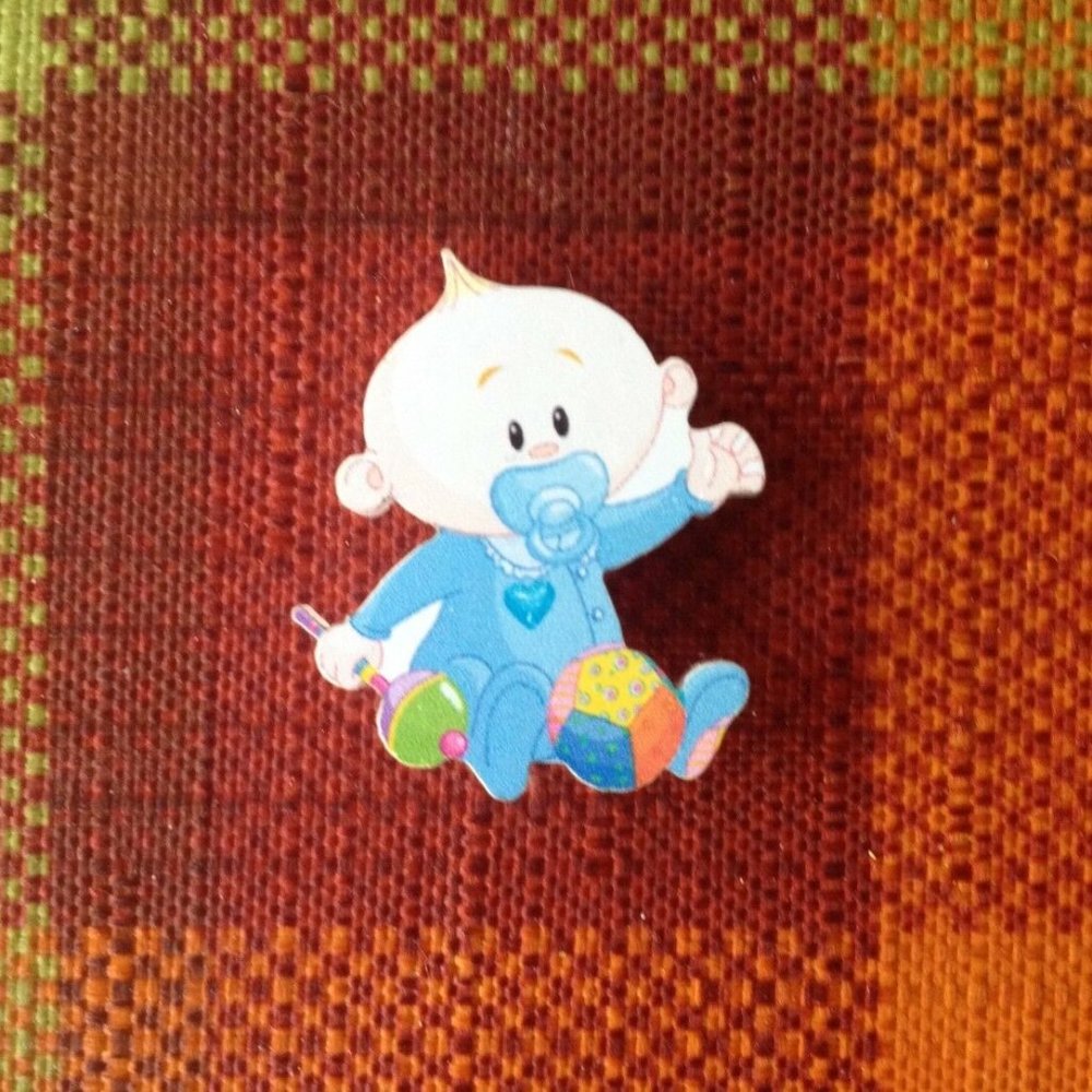 12 PCS Acrylic Baby Boy Embellishments Baby Shower Favor Decoration Baptism